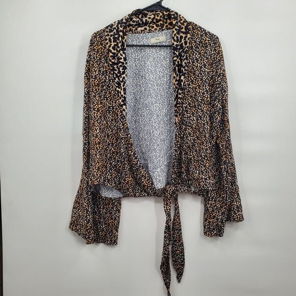 Maaji Tops - Maaji Tie Front Animal Print Long Sleeve Cover Up Top Women Size Large NWT